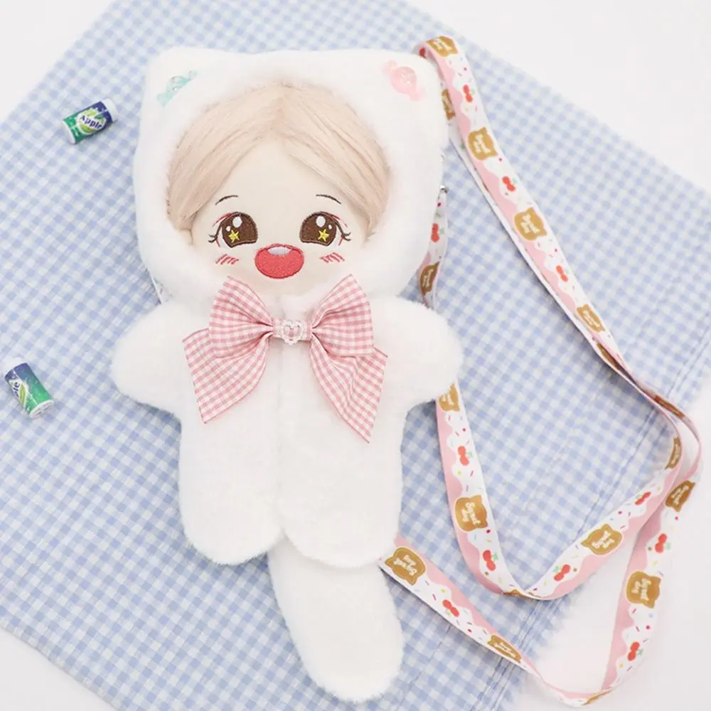 

20CM Doll Clothes Plush Bodysuit Soft Animals Miniature Bag With Strap Idol Doll Outfit Cotton Stuffed Dolls Toys Accessories