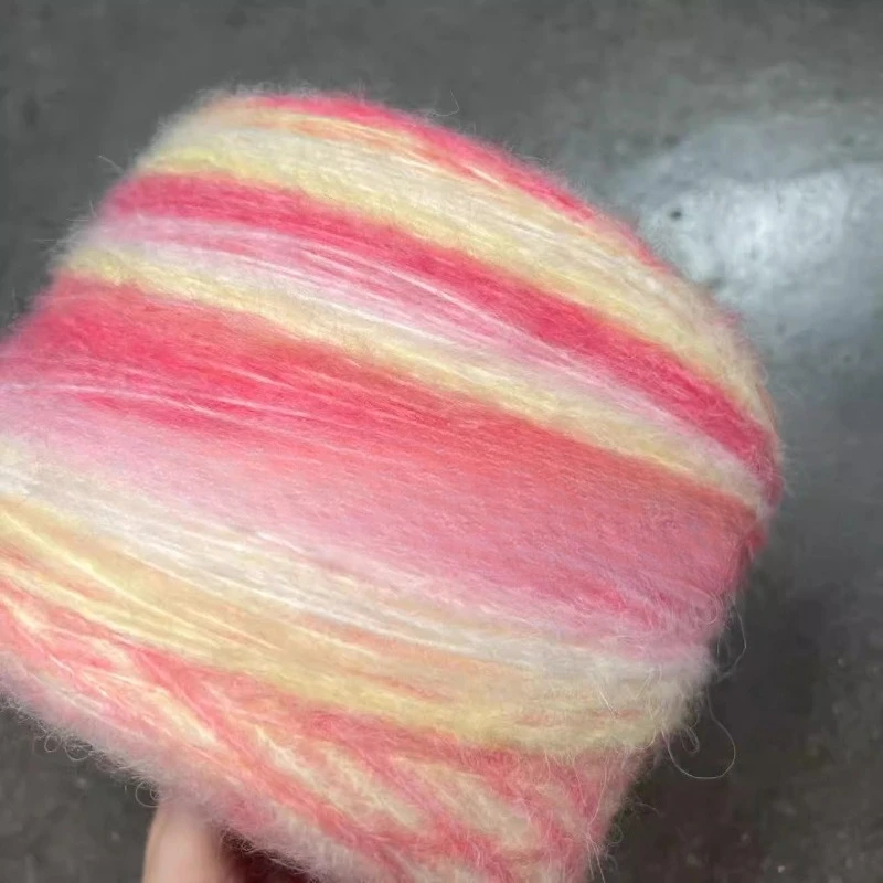 500/250/1000g 롱 섹션 염색 그라데이션 모헤어 실 수제 직조 스웨터 숄 스카프 장갑 원료 직조 실