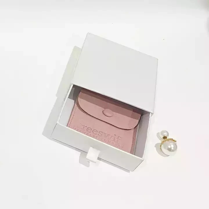 

50PCS Custom printed logo suede envelope pink jewelry pouch packaging gift bag with button
