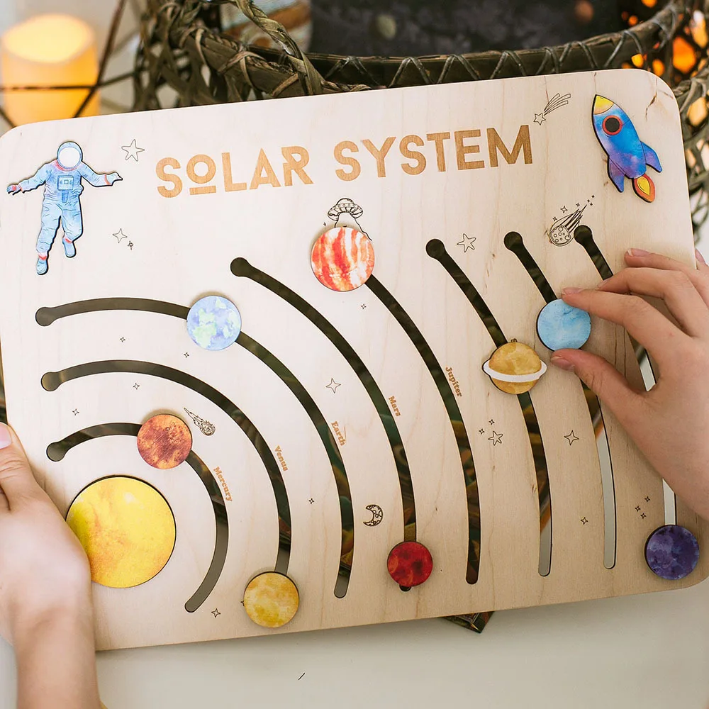 

2023 Montessori Wood Solar System Puzzle 8 Planets Matching Board Game Educational Toy for 2 3 4 Years Toddler Baby Gift