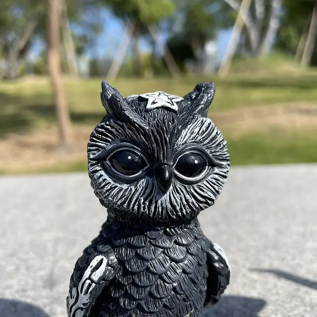 Halloween Party Mágikus Fekete Bagoly Művészet Gyűjthető Figura Boszorkány Kalap Díszek Szobor Állati - Image 5