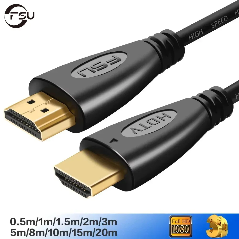 Premium Gold-Plated HDMI-Compatible 4K Video Cable for HDTVs, Available in Various Lengths