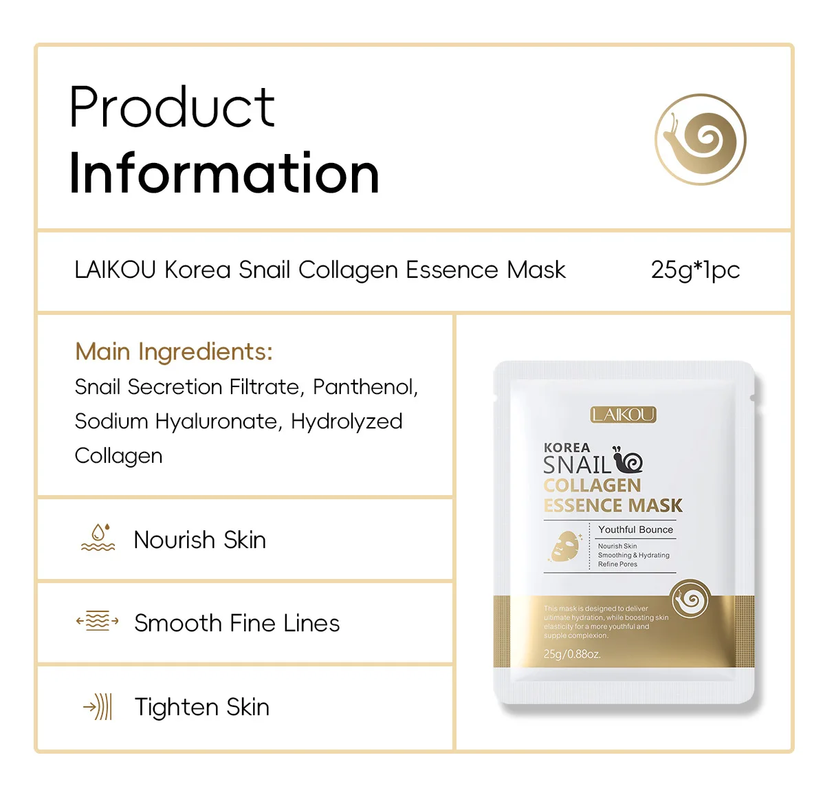 الكورية الحلزون Mucin الكولاجين قناع الوجه إزالة ا...