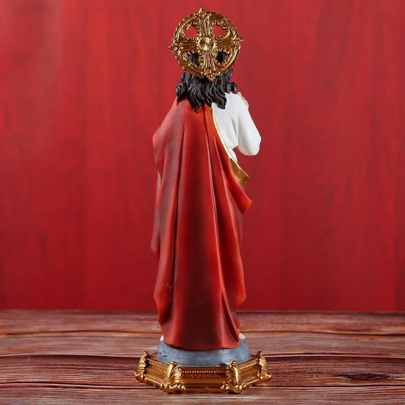 Christian Statue 8.86in Sacred Heart of Jesus Christ Lord Catholic Religious Gift Colored Resin Gold Base Statue christian statue