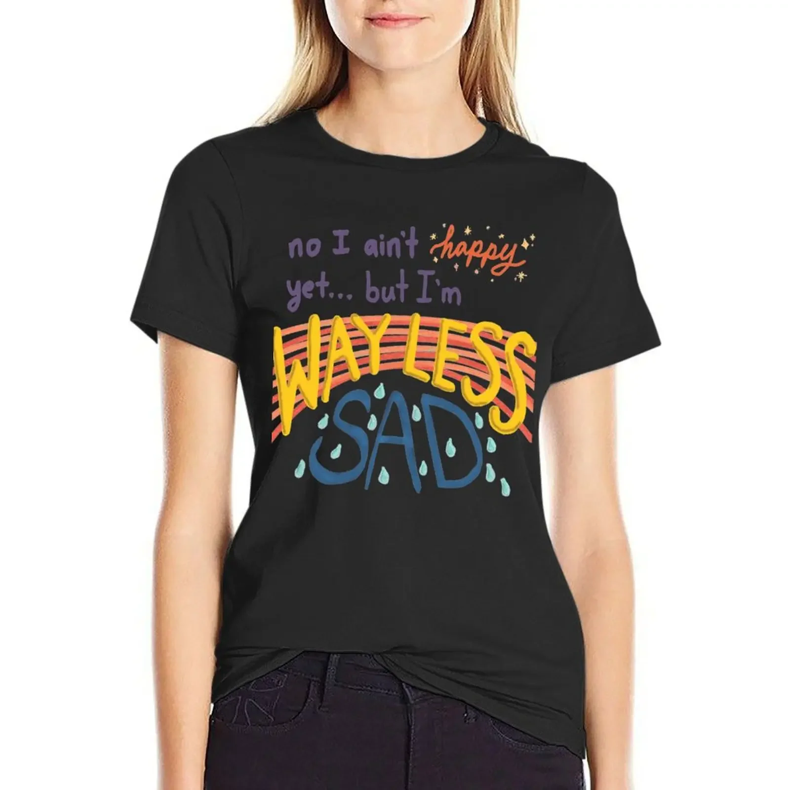

AJR Way Less Sad Lyrics T-shirt korean fashion funny Women tops
