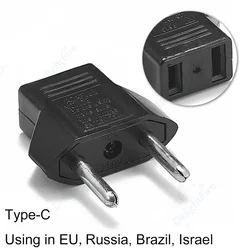 Universal Travel Adapter for European Outlets - Power Converter for US to EU Plugs (Black)