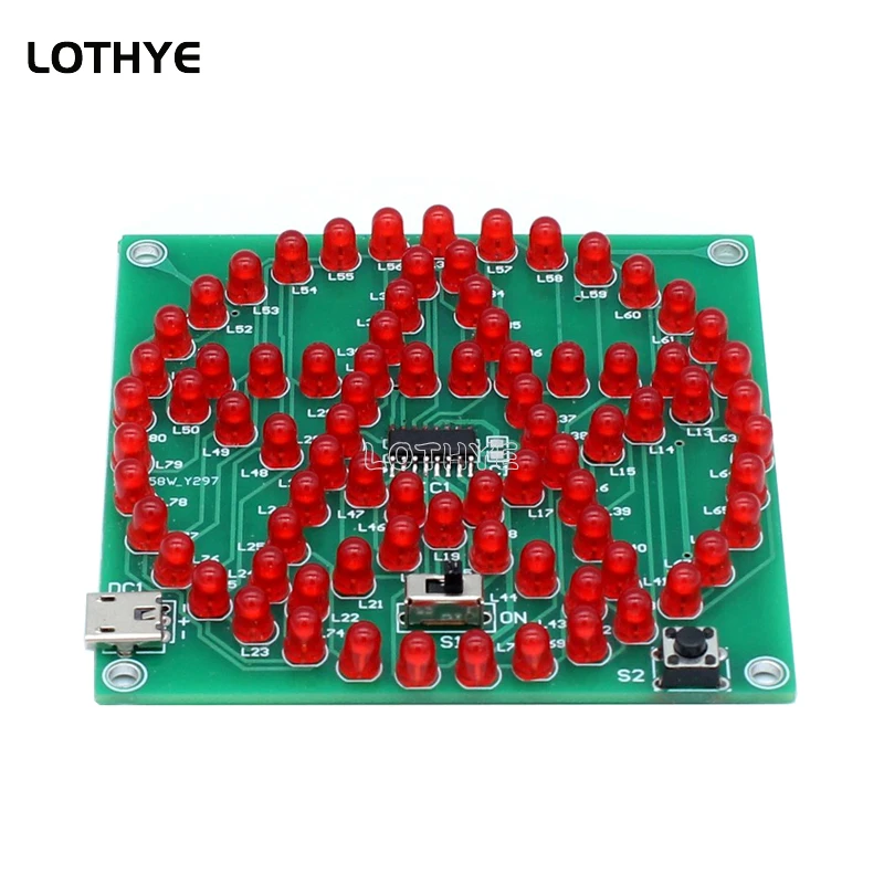 전자 DIY 키트 80 LED 원형 오각형 스타 스피커 분위기 키트 흐르는 물 램프 키트 마이크로컨트롤러 기술 훈련