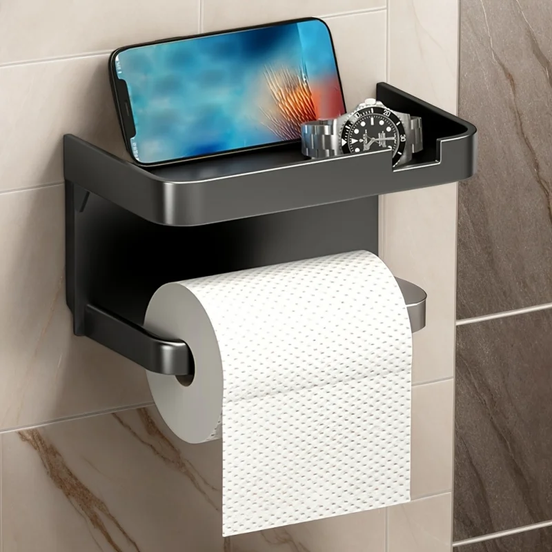 Easy to Install Wall Mounted Bathroom Tissue Holder No drilling required Self Adhesive Toilet Paper Dispenser Storage Holde paper towel holder toilet paper holder toilet paper rack toilet roll holder tissue holder