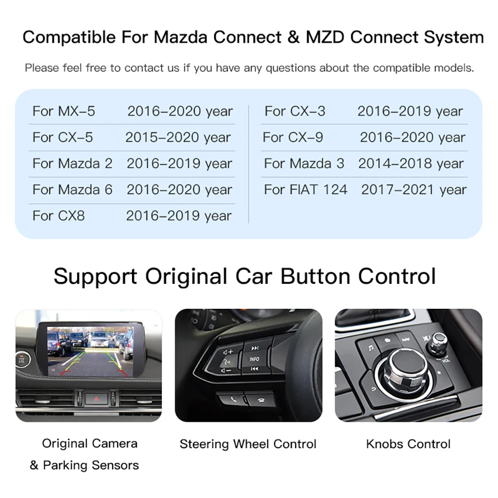 CARABC para Apple Carplay Android Auto adaptador Mazda 2 3 6 CX3 CX5 CX8 CX9 MX5 OEM USB HUB TK78669U0C Kit de adaptación 00008FZ34 4