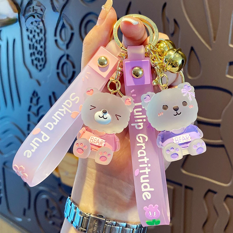 1 Pz Resina Portachiavi Pendenti Flatback Glitter Gummy Bear Charms Colorato Auto Borsa Portachiavi Portachiavi Animali