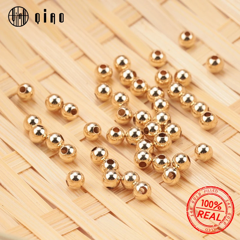 100pcs 14K White Gold Filled Beads Smooth Spacer Jewelry Making Beads  Seamless