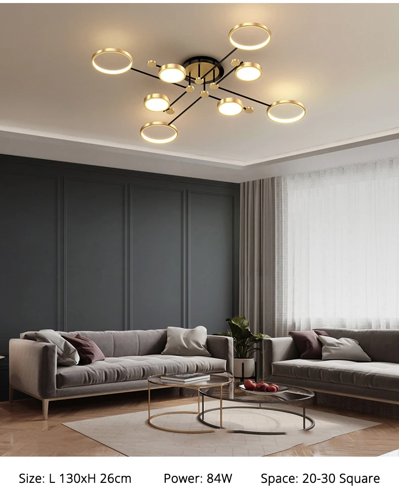 Ceiling Light - Modern LED Chandelier Gold Frame Indoor