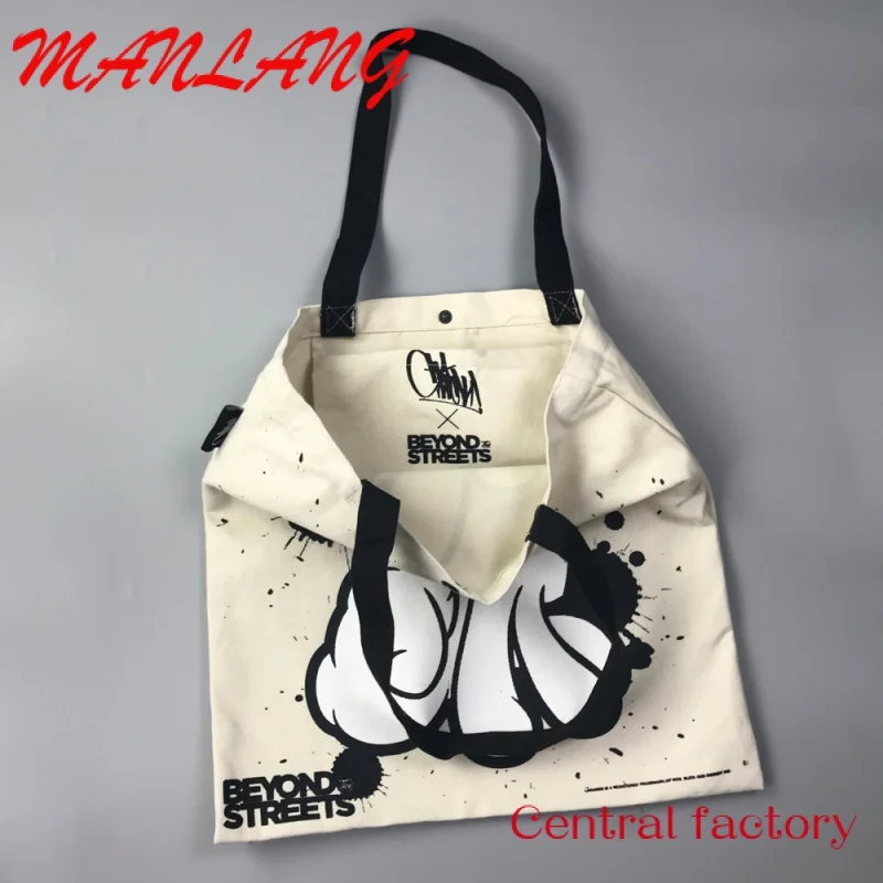 

Custom Customized printing plain recycled cotton canvas tote bag with custom logo printed