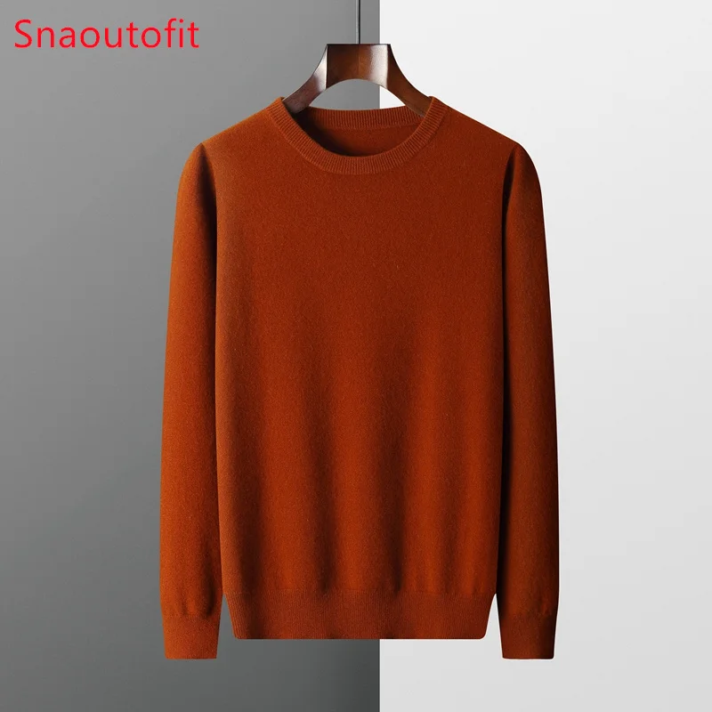 2023 Spring and Autumn Men's Cashmere Sweater Large Size Loose O-Neck Basic Wool Knitting Sweater Men's Business Casual Pullover