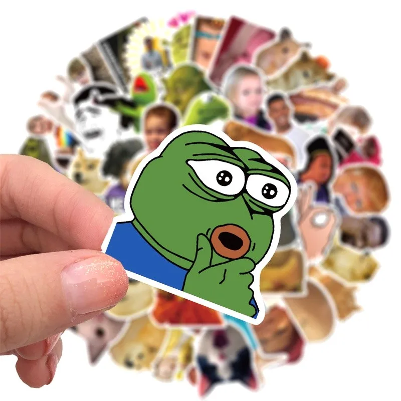 50 Stück lustige Meme-Graffiti-Aufkleber für Autos, Motorräder, Möbel, Gepäck, Skateboards, Etiketten, goldene Erinnerungsaufkleber – Detail 15