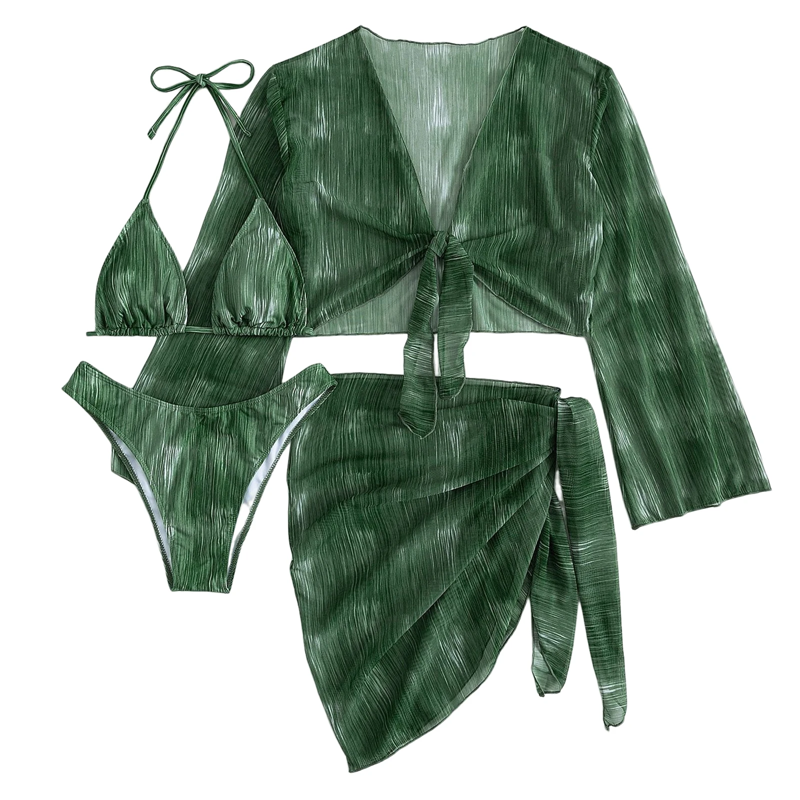 

Женский купальник в полоску из 2 предметов, соблазнительный бюстгальтер с лямкой на шее из 4 предметов, свободное бикини, длинная юбка до бедра с принтом