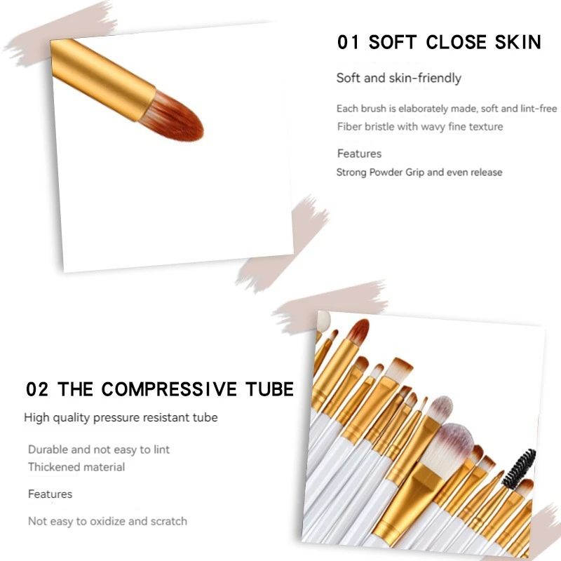 Makeup Brush Set 20 PCS Makeup Brush Set Eye Shadow Brush Set Foundation Beauty Tools Super Soft Man-made Fibers
