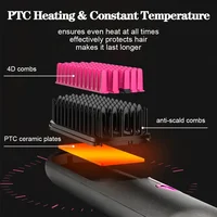 Brosse à lisser sans fil, brosse à lisser à chauffage rapide, bigoudi multifonctionnel en céramique, peigne chauffant Anti-brûlure 3