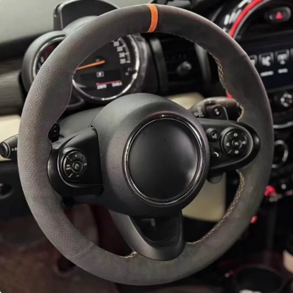 Auto Lenkrad Abdeckung Wildleder Weiche Nicht-slip Für Mini Cooper S JCW F54 F55 F56 F57 F60 Countryman Automotive Zubehör – Detail 1