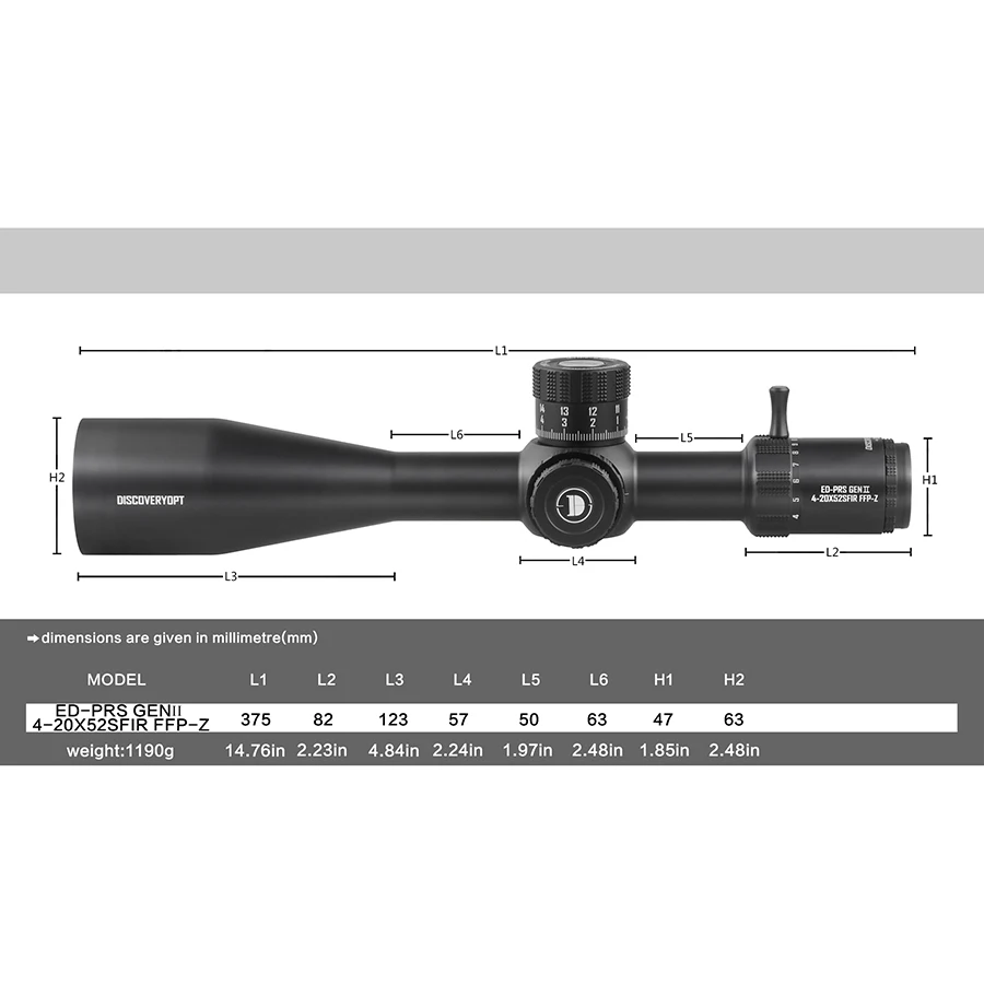 Discovery ED GENII 4-20X52SFIR Tactical Sight First Focal Plane Riflescope Illumination Reticle Zero Stop Function Optical Sight