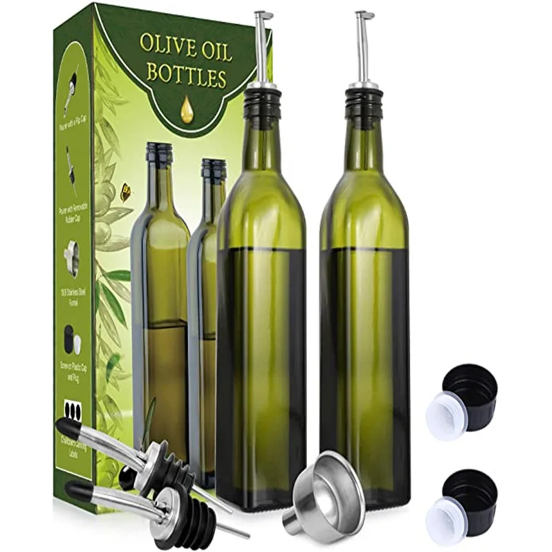 17 oz Oil Container Glass Olive Oil Bottle Dispenser 500 ml With Pourers Funnel