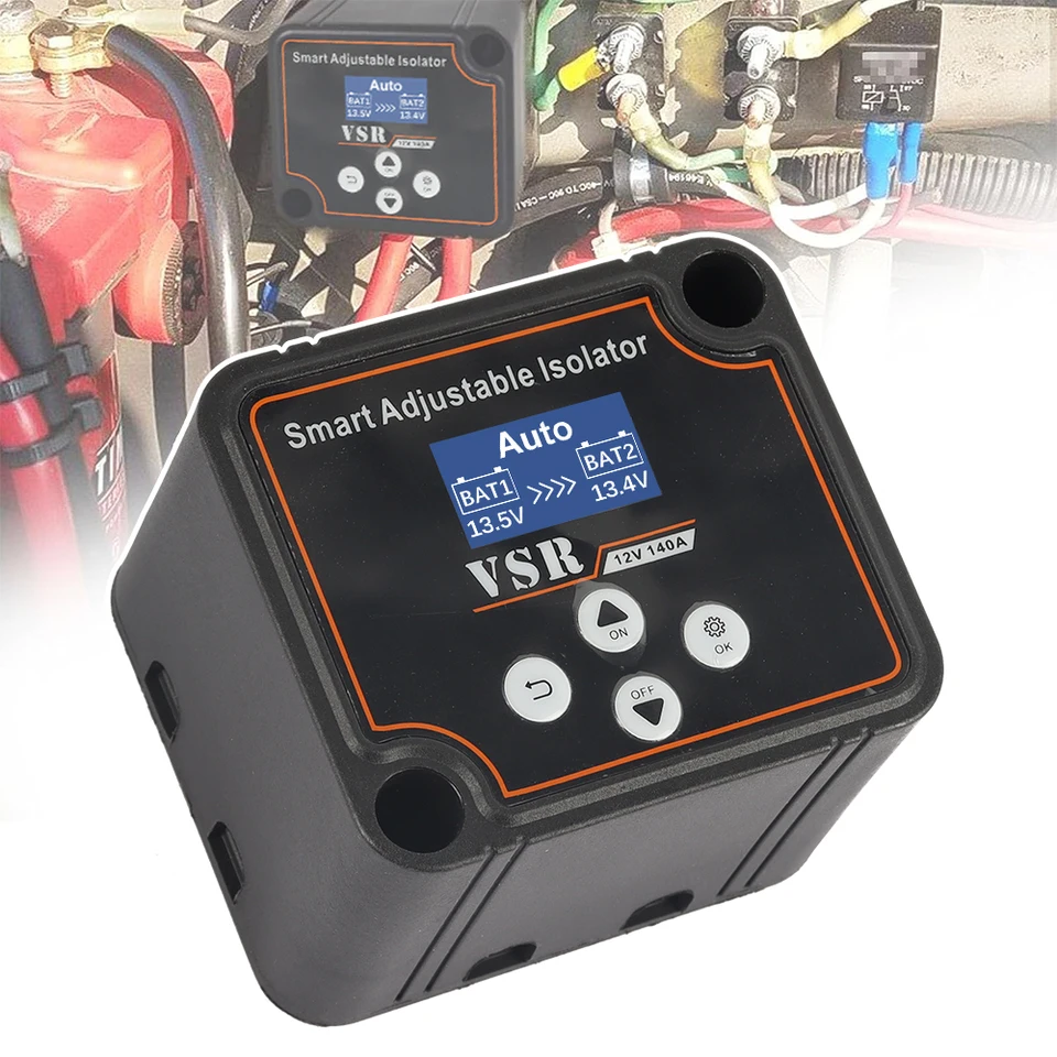 Kit Relè Di Separazione Tensione 12V 140A – Isolatore Batteria VSR Per Auto, Camper, Barca E Camion, Impermeabile E Automatico