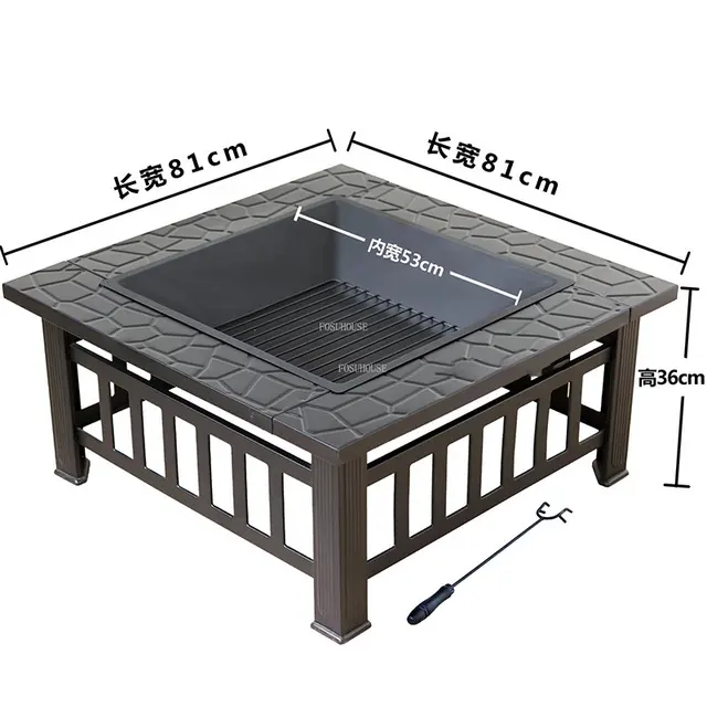 Kültéri Grill Állvány Kemping Kályha Faszén Fűtő Tábortűz Brazier Asztal Udvar Négyzet Alakú Tűz Gödrök Otthoni - Image 6