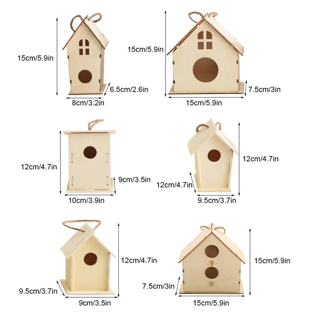 Maison d'oiseaux en bois avec lanière pour l'extérieur, accessoire