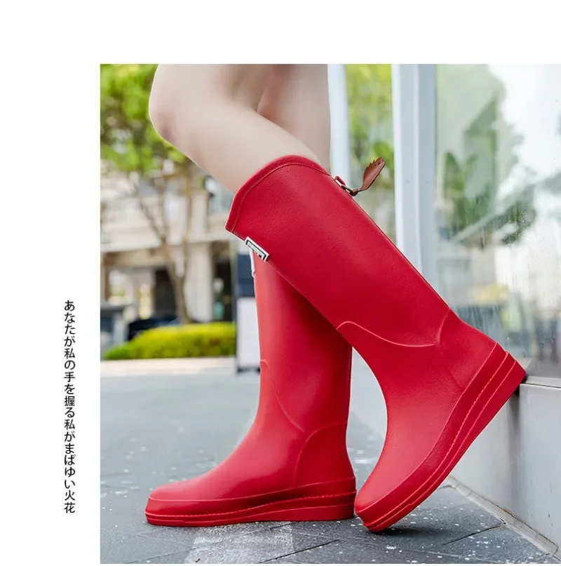 New PVC Women Rain Boots，High-tube Lady Rain Shoes，Non-slip Platform Boots for Womn High Quality Water Shoes Botas De Lluvia