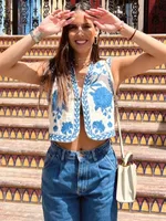 Klkxmyt-سترة نسائية عتيقة ، سترة قصيرة مطرزة بالزهور ، نمط غير رسمي ، نمط وطني ، للنساء 1