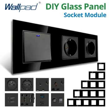 Wallpad DIY โมดูลแผงกระจกสีดําผนังปลั๊กไฟปลั๊กไฟฟ้า S6 ฟังก์ชั่นคีย์ฟรีผสม 1