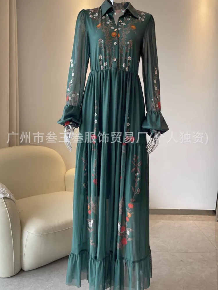 فستان مطبوع عتيق على الموضة للنساء كاجوال بأكمام ط...