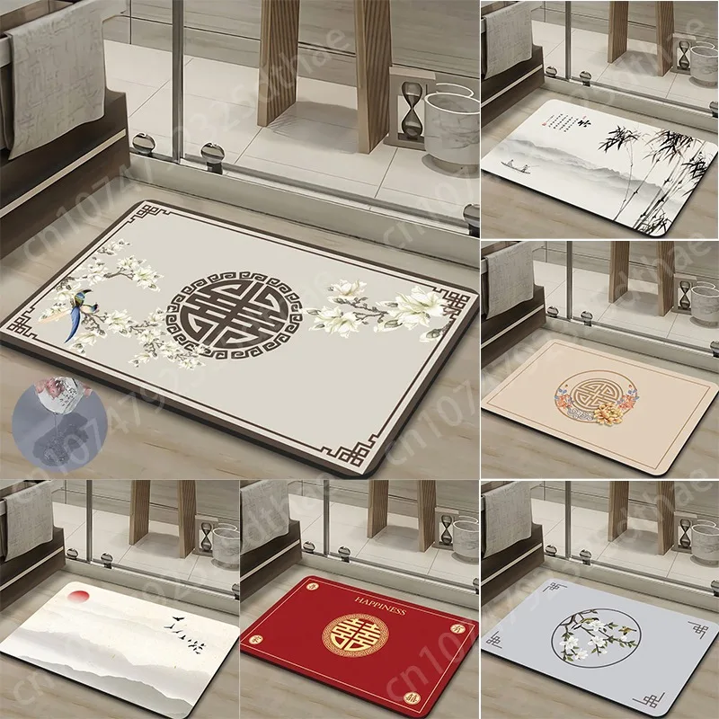

Chinese Style Entrance Door Mat Luxury Home Decor Diatom Mud Floor Rug Easy Cleaning Hallway Area Carpet Room Non-slip Doormat