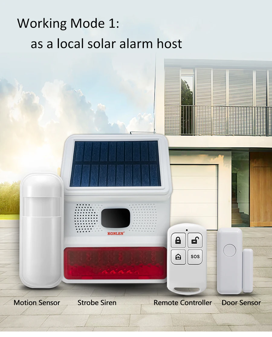 433mhz Strobe Solar Siren Outdoor Wireless Burglar Home Alarm System Kit Securit