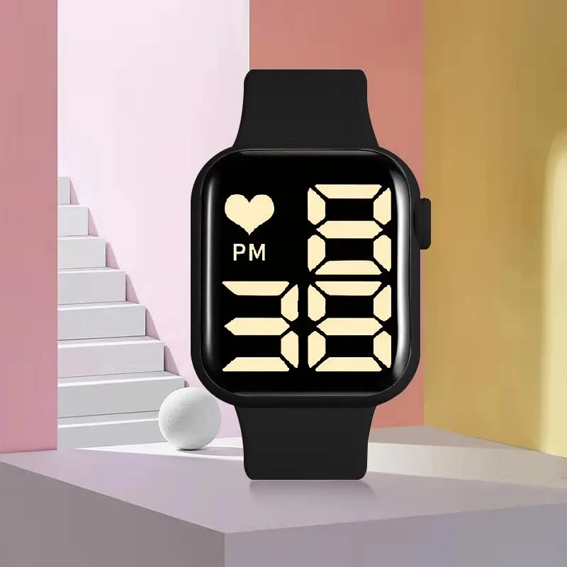 Love Watch LED Electronic Fashion Simple Square Touch Swimming Waterproof Childrens Bracelet