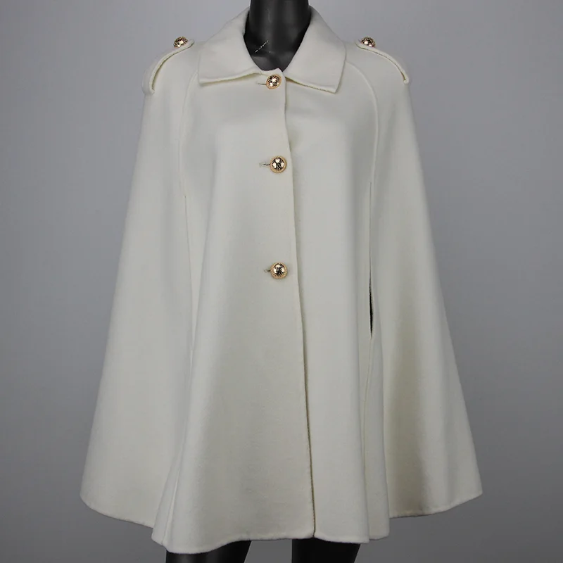 

2023 New Winter Jacket Women Real Fur Coat Cashmere Wool Blends Single Breasted Warm Cloak Fashion Loose Warm Outerwear