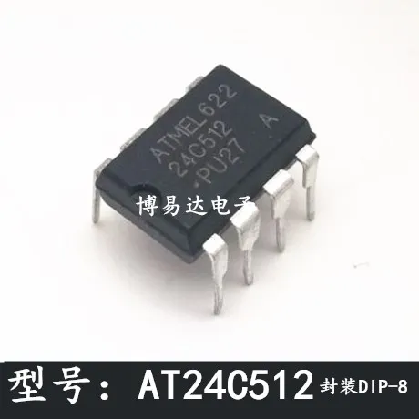 

（10PCS/LOT） AT24C512-10PI-2.7 AT24C512-10PU-2.7 DIP8 ATMEL Original, in stock. Power IC