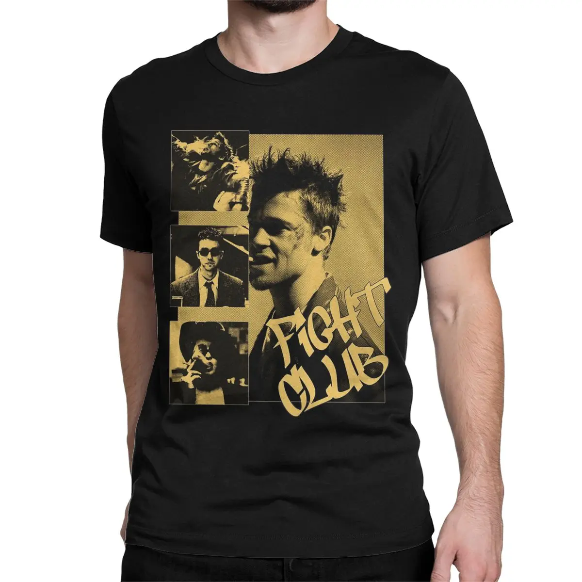 thumbnail image 1 of Camiseta de manga corta con cuello redondo de algodón para hombre y mujer, con diseño de personajes de la película "Tyler Fight Club", talla grande, 1 of 7