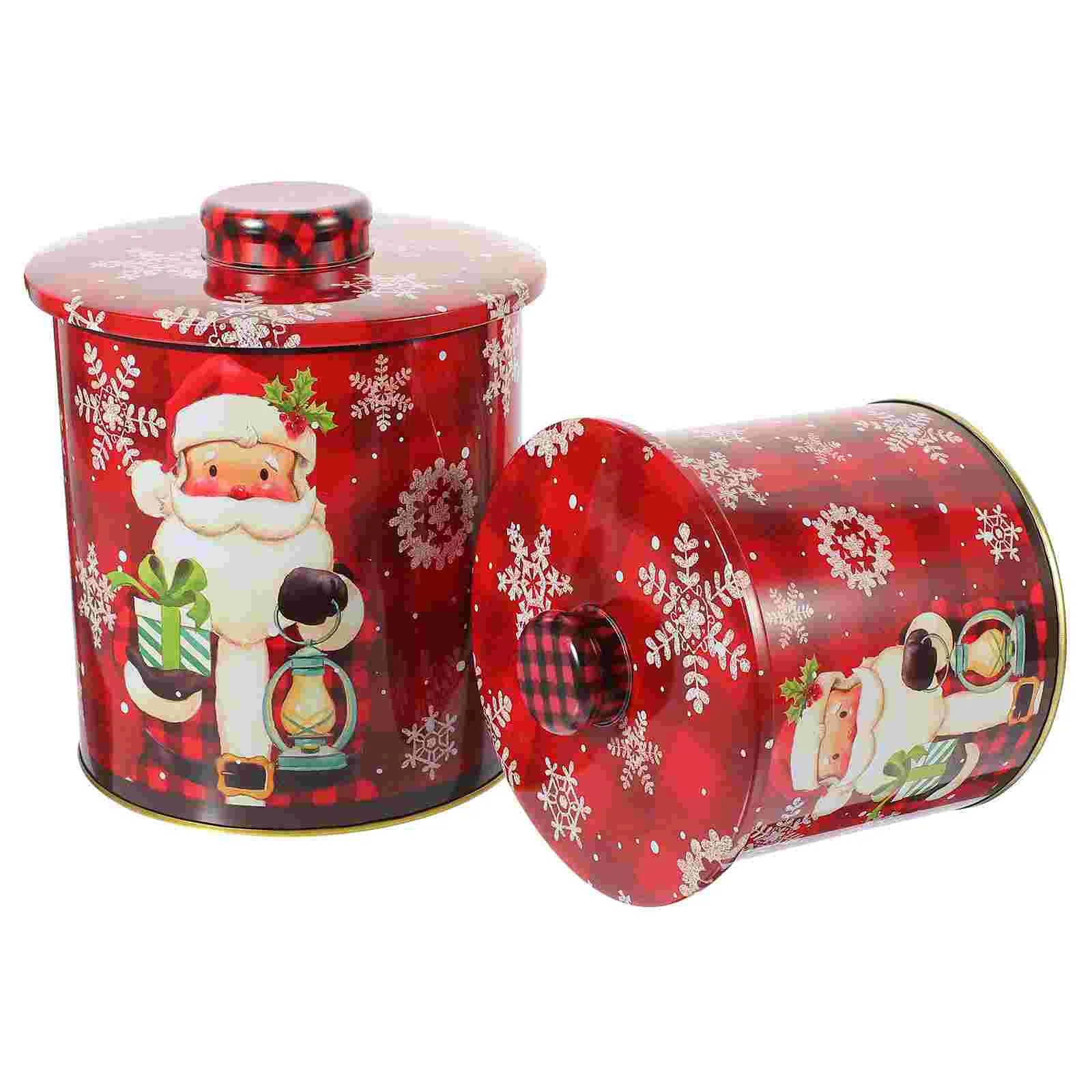 

Tinplate Candy Jar Christmas for Treats Cookie with Lid Supplies Sugar Case Containers Metal Tins