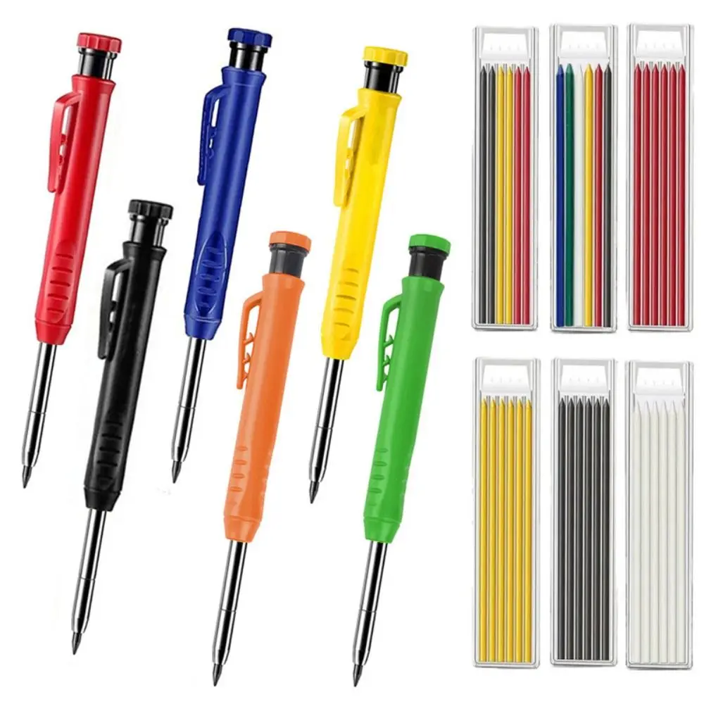 2.8mm Woodworking Mechanical Pencils Built-in Sharpener Deep Hole Marking Metal Long Head