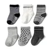 6 Pairs a Lot Baby Floor Socks Infant Stripe Thin Adhesive Socks Kids Boys Color Block Non Slip Socks 1