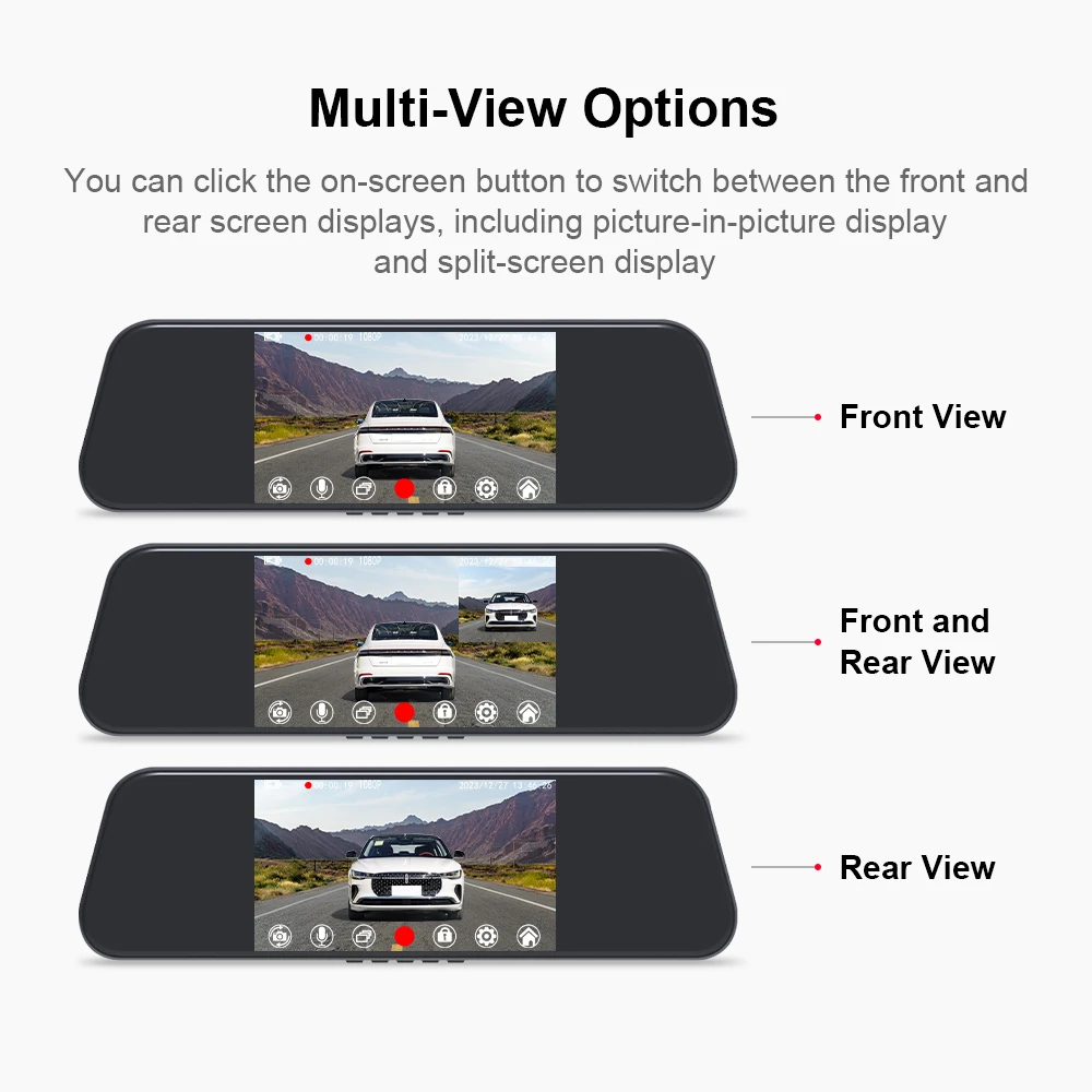 PSTIG XS5Pro Car Camera Recorder Rearview Mirror New 5.5Inch Full HD 1080P 64G Dash Cam Car DVR Video Dual Lens Touch Screen