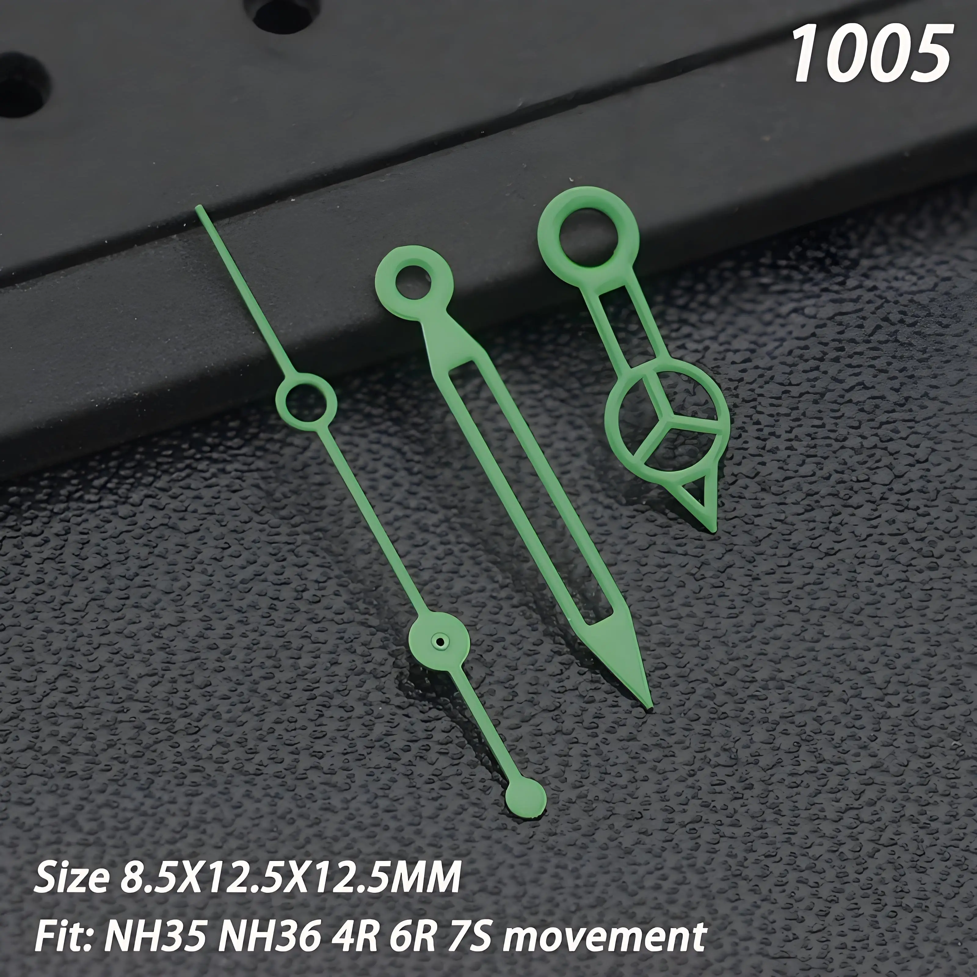 Green Luminous Watch Hands - Black Finish