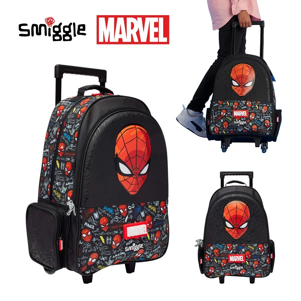 MINISO 디즈니 휠 배낭 어린이 학교 가방, 소년용 시글 대형 트롤리 학교 가방, 마블 여행 배낭, 소녀 선물