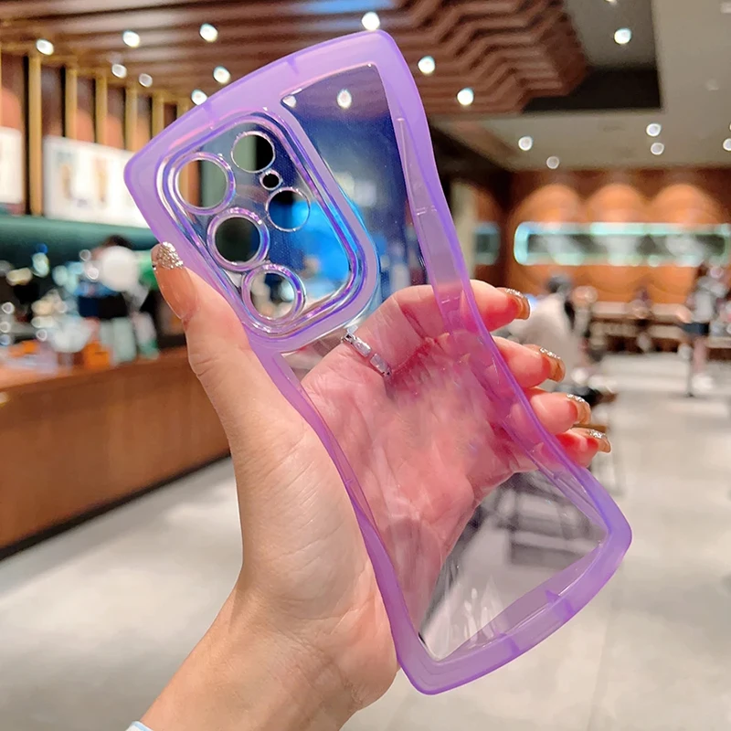 Curly Wave Transparent Anti-Knock Bumper Case with All-Round Camera Protection