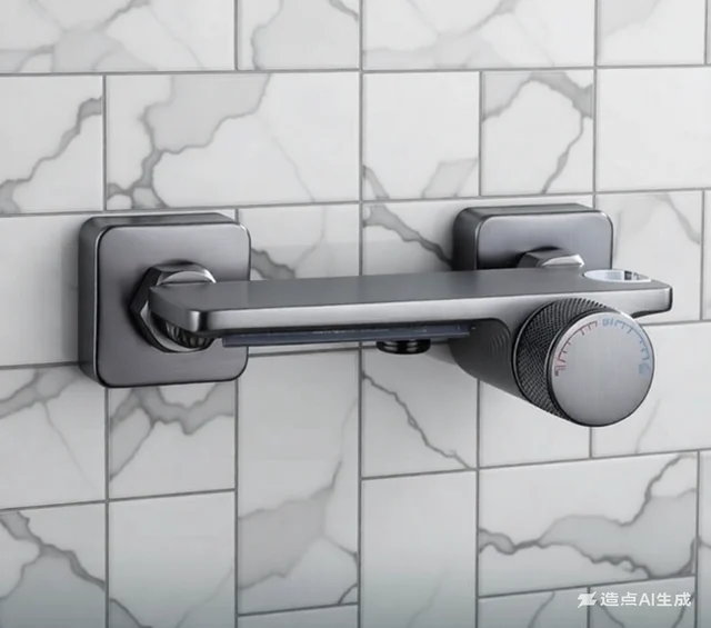 ก๊อกน้ําอาบน้ําอ่างพวยน้ําตกพร้อมวาล์วผสมสามด้ามจับ - อุปกรณ์ติดตั้งในห้องน้ําสมัยใหม่ร้อน/เย็น 1