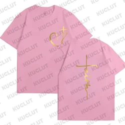Men's Oversized Heart Cross Print Christian Faith T - Shirt - Plus Size Summer Tee - S (X240624 - 1 - 1 - 1)