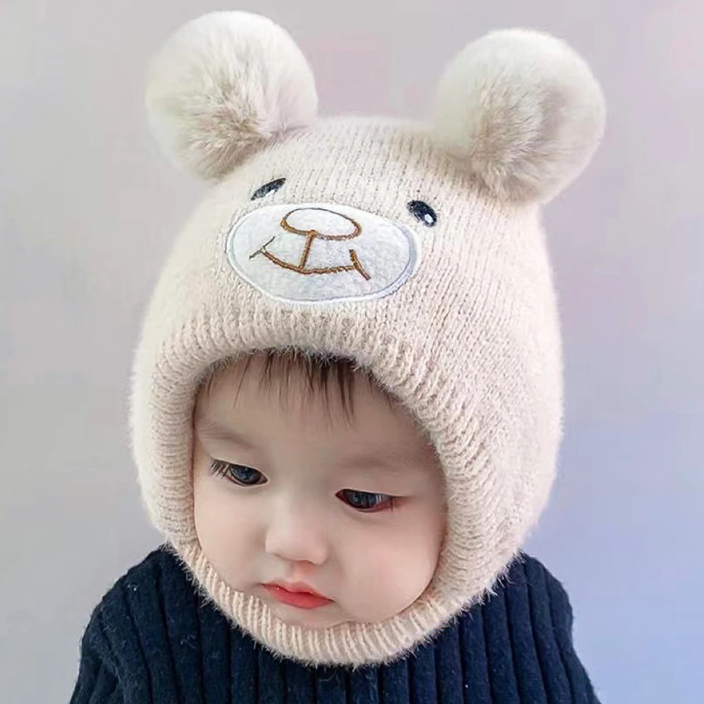 Ear Protection Hat for 1-4 Years Baby Kids Cute Rabbit Wool Knitted Earmuff Cap Children Winter Thickened Warm Beanies Bunny Hat