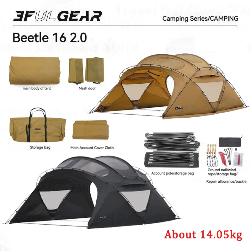 3F UL GEAR BEETLE 16 2.0 Large Geodesic Tent Parts Modified