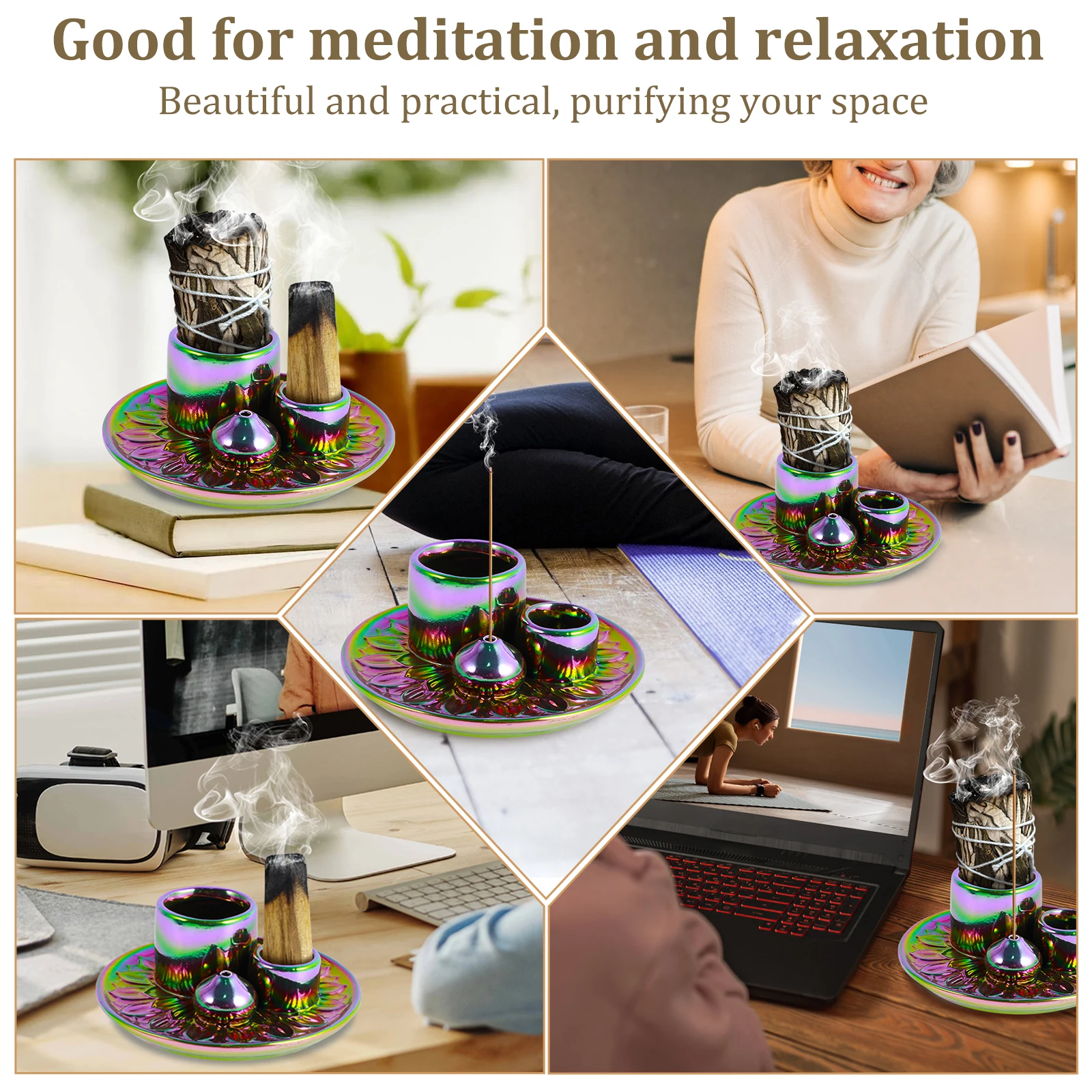 Palo Santo Sticks Holder Ceramic Burner Multi-Purpose Incense Candle Holder